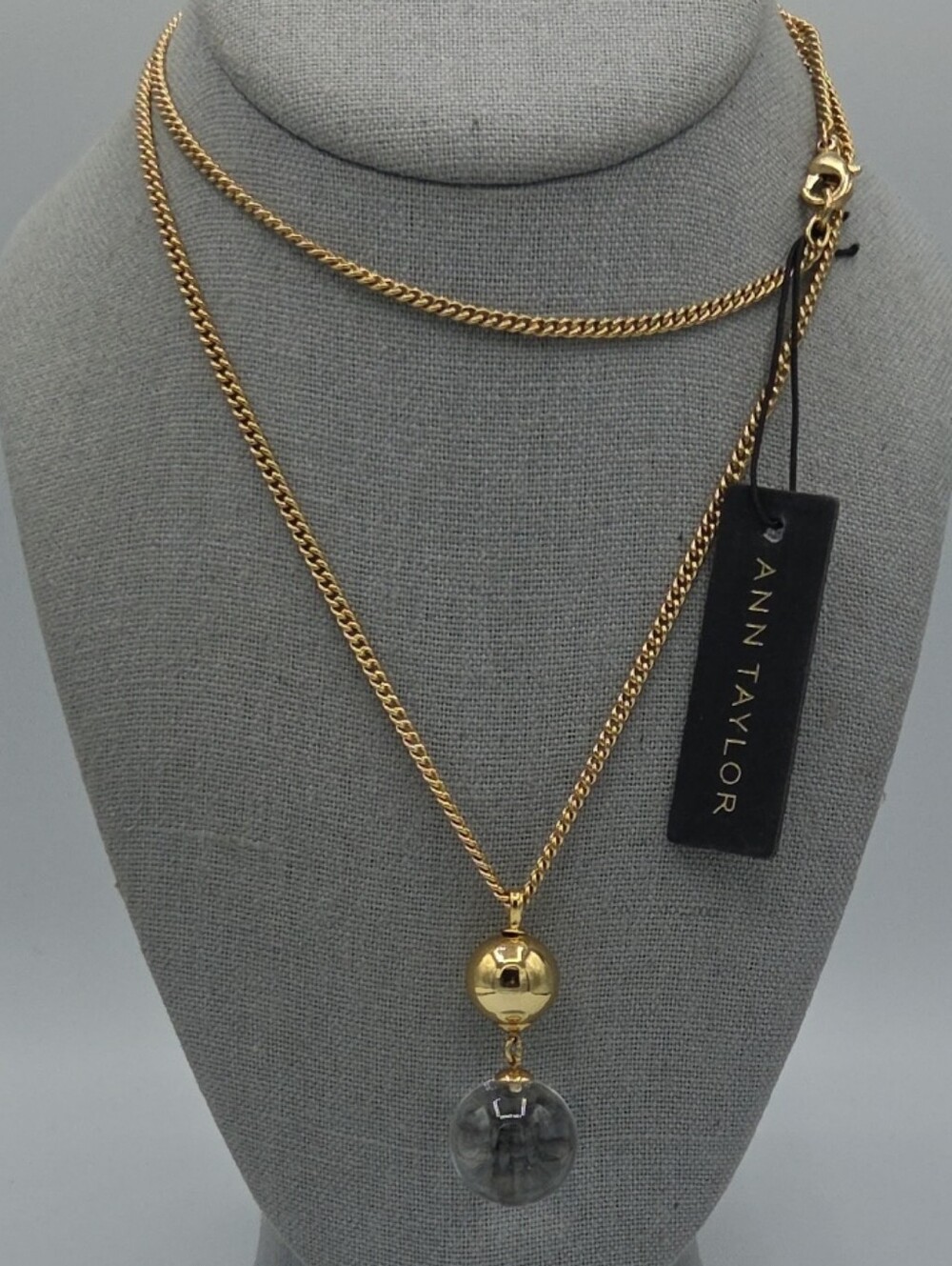 5 for $25! Ann Taylor Gold Tone Clear Double-Layer Pendant Necklace